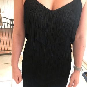 Brand new fringe cache black cocktail dress